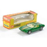 Corgi No. 203 Mangusta. Green, Gold, ivory interior. Excellent in fair box.