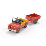 Dinky No. 340/341 Land Rover and Trailer. Red and yellow variant with blue driver. Land Rover