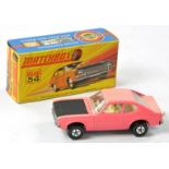 Matchbox Superfast No. 54b Ford Capri. Pink (faded) with white interior, unpainted base, black