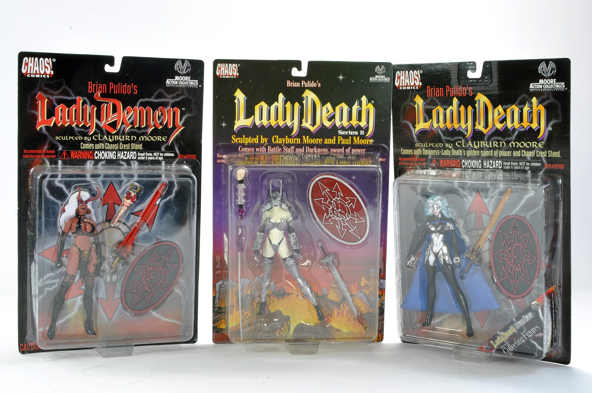Moore Action Collectibles featuring Chaos Comics Carded Figures comprising No. CM7007 Lady death