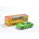 Corgi No. 316 Ford GT70. Green with white interior. Very good although has cracked screen in good