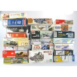 Plastic Model Kits comprising Twenty One Mostly Aircraft and other military vehicles, from various