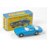 Matchbox Superfast No. 14a Iso Grifo. Blue body, clear windows, white interior, unpainted base and