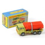 Matchbox Superfast No. 58a DAF Girder Truck. Metallic Lime green with red plastic base, black clips.