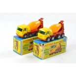 Matchbox Superfast No. 21a Foden Concrete Mixer x 2. Light yellow cab, dark yellow plastic barrel,