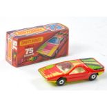 Matchbox Superfast No. 75b Alfa Carabo Streakers issue. Red with yellow and green markings. Yellow