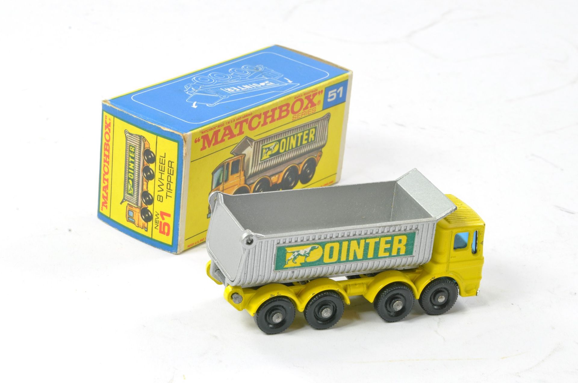 Matchbox Regular Wheels No. 51c AEC Tipper Truck Pointer. Yellow / Silver, blue windows and chrome - Image 2 of 3
