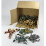 Large box of plastic toy soldiers; Airfix, Revell etc, some hand painted as shown, various themes,