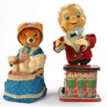 Battery Operated Japanese Mechanical Toy Duo comprising Bartender and Hungry Baby Bear. Untested,