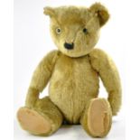 Large Vintage Chiltern Fully Jointed Golden Mohair Bear, glass eyes, pads, measuring approx. 65/