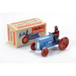 Moko early Issue Ferguson Type Tractor. Original example is Blue with Maroon / Crimson metal