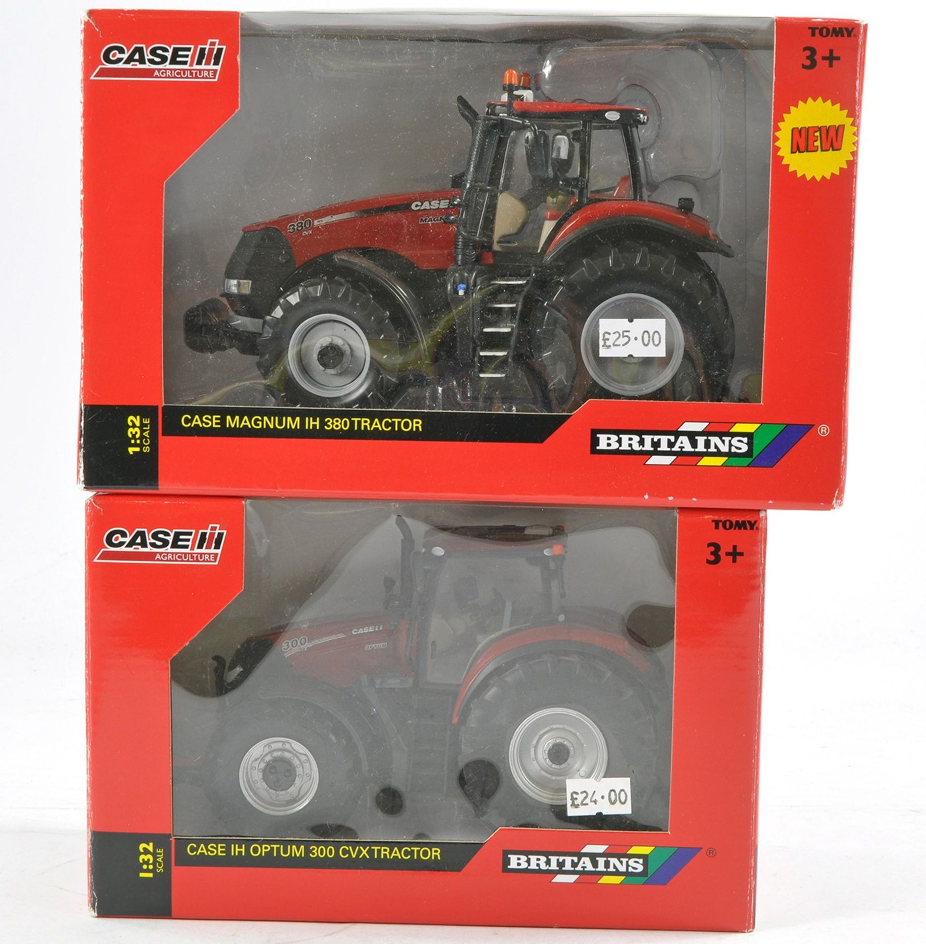 Britains 1/32 farm issues comprising Case IH Magnum 380 and Optum 300 Tractors. Both look to be