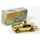 Matchbox Superfast No. 56c Mercedes 450 Police Car. Gold Plated exterior including base with black