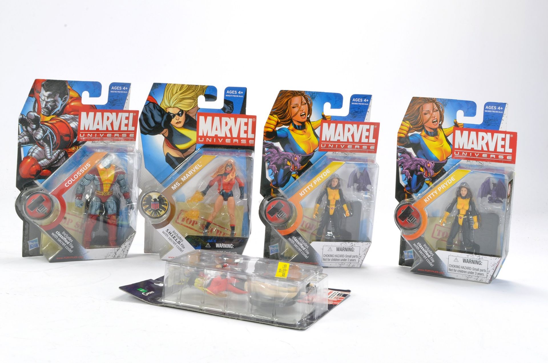 Epoch C Works G-Taste Anime Figure plus trio of Hasbro Marvel Universe issues. All excellent,