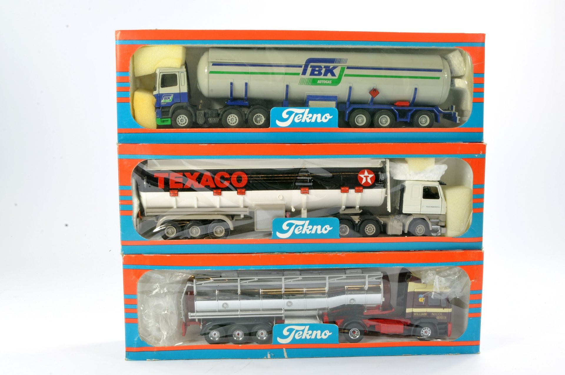 Tekno 1/50 Model Truck issues comprising 1) DAF Tanker in livery of BK Autogas, 2) Scania Tanker