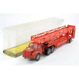 Norev Older Plastic issue comprising Berliet Car Transporter in Red. Looks to be complete and