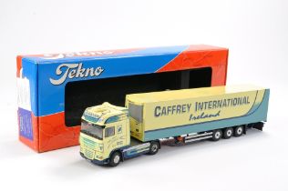 Tekno Diecast Model Truck issue comprising DAF XF Fridge Trailer in livery of Caffrey. With Mirrors.