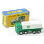 Matchbox Superfast No. 32a Leyland BP Tanker. Green with chrome base and grill. White tank with BP