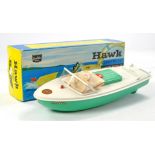 Sutcliffe Models Clockwork Model Speedboat 'Hawk'. Generally excellent however missing flag. Box