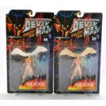 Marmit Devil Man Anime theme carded figures comprising Silene 1st Edition x 2. Slight variations