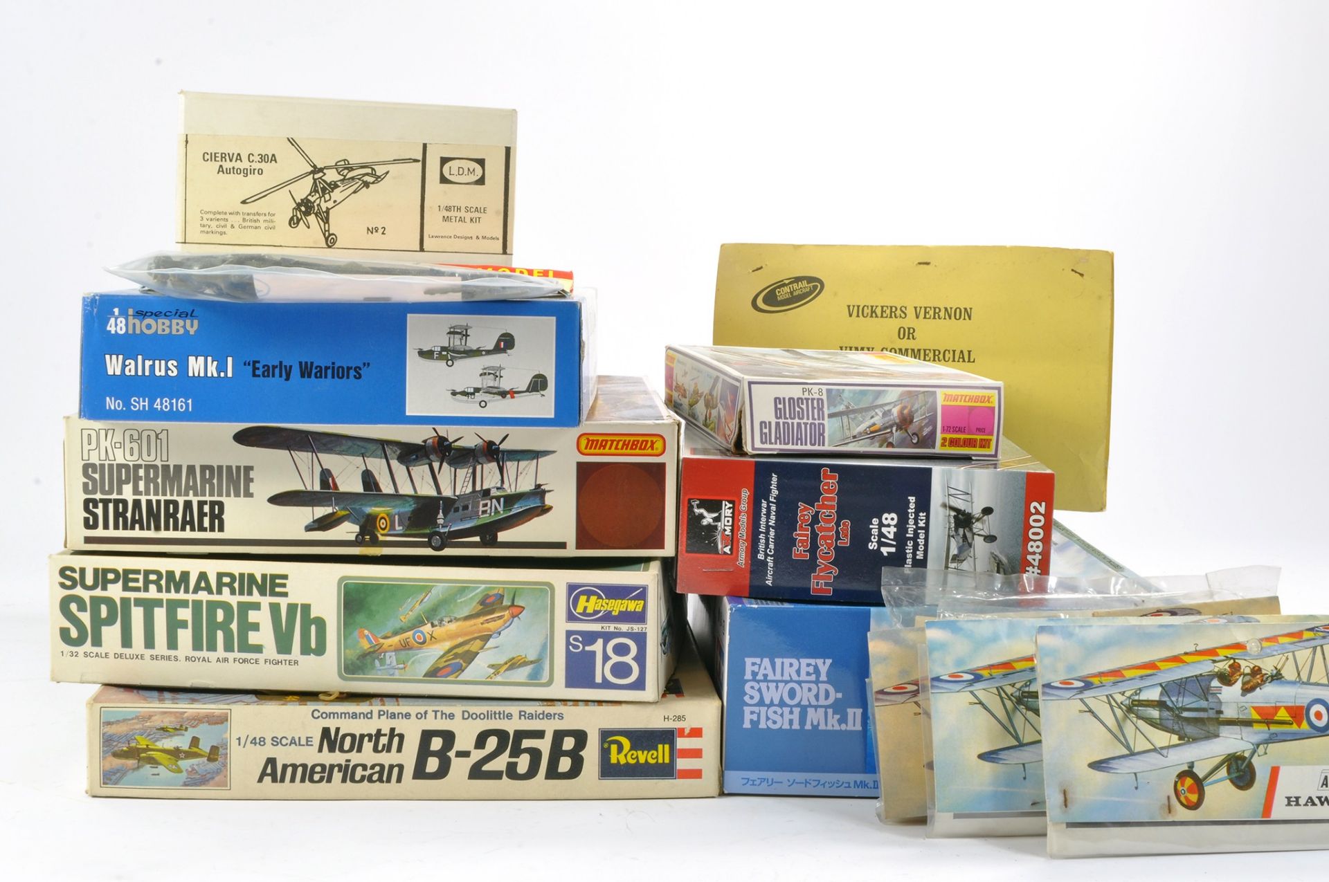 Thirteen Plastic Model Kits, including boxed and bagged issues from Airfix, Hasegawa, LDM (White