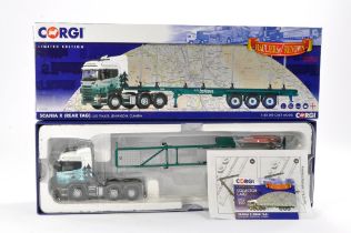 Corgi Diecast Model Truck issue comprising No. CC13761 Scania R Log Trailer in livery of