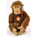 Steiff Jacko the Monkey with original label, no button. 25cm. Well preserved hence very good to