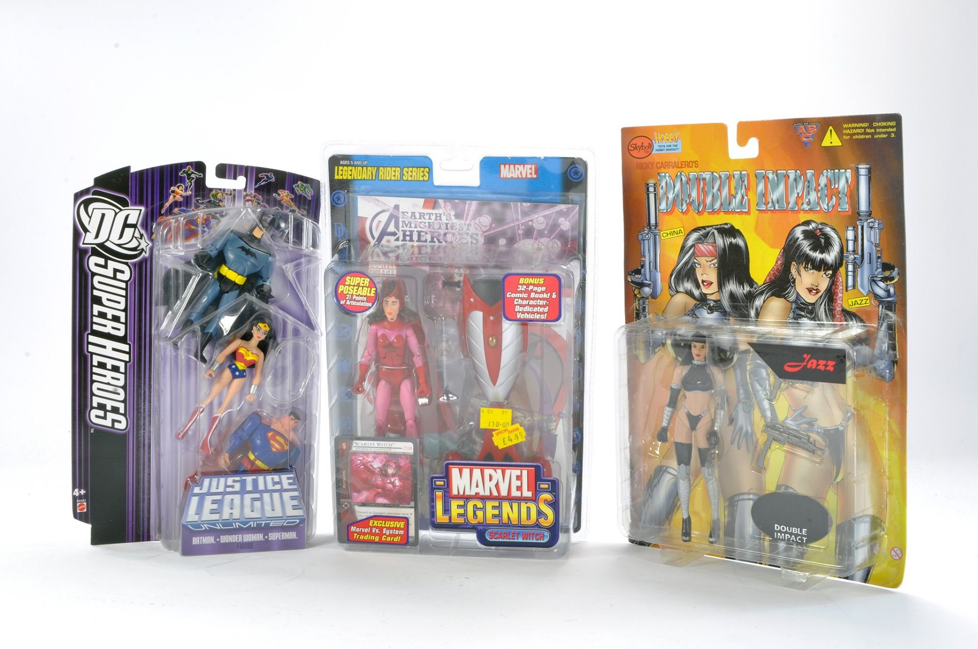 Mattel, Skybolt and Toy Biz Action figures comprising Marvel Legends, Justice League and Jazz from
