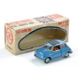 Mebetoys No. A36 Fiat Nuova 500. Blue with tan interior. Excellent, no obvious sign of wear with