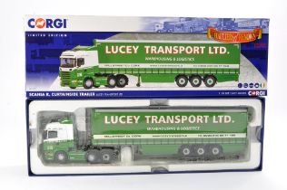 Corgi Diecast Model Truck issue comprising No. CC13777 Scania R Curtainside in the livery of Lucey