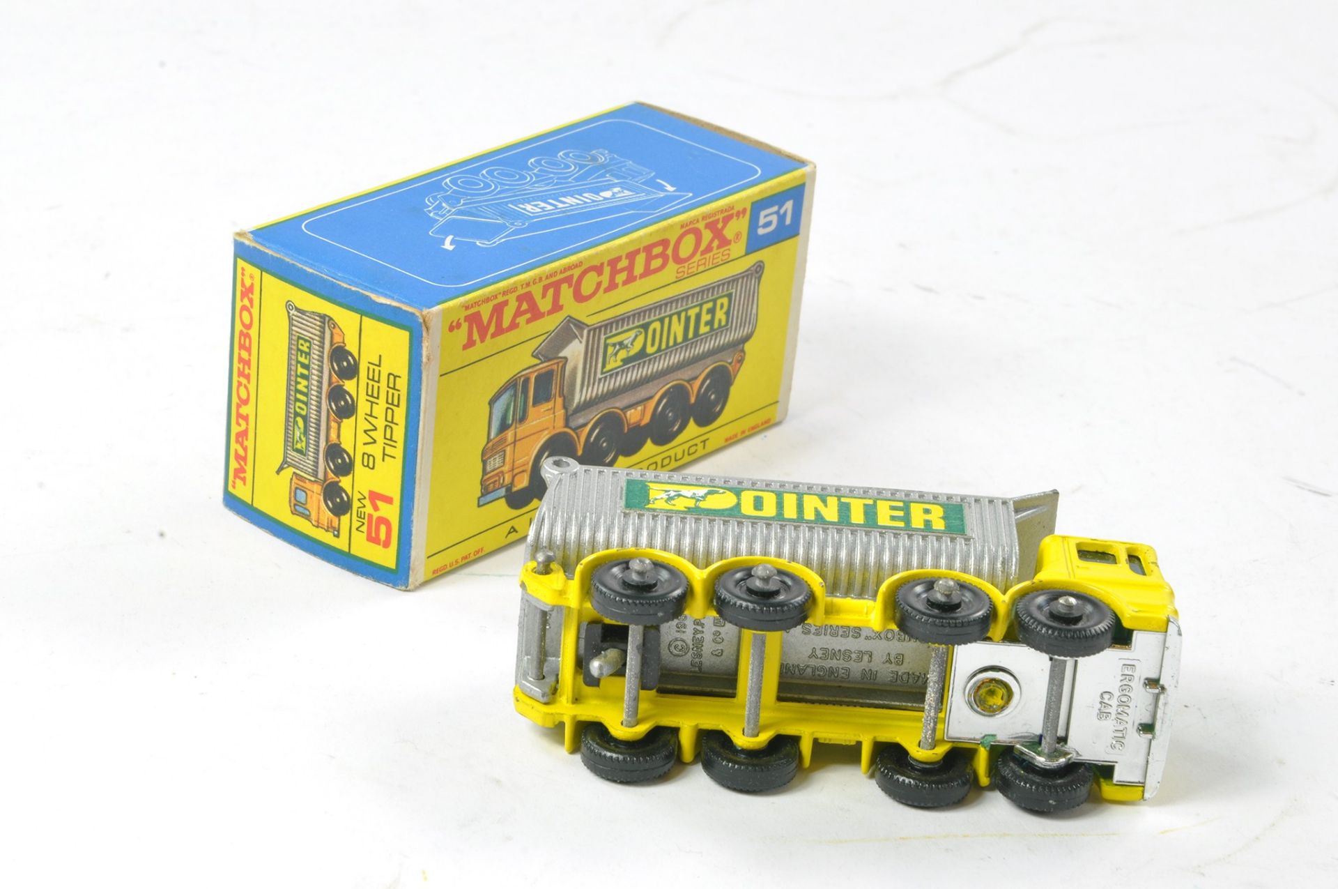 Matchbox Regular Wheels No. 51c AEC Tipper Truck Pointer. Yellow / Silver, blue windows and chrome - Image 3 of 3