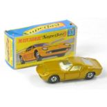 Matchbox Superfast No. 33a Lamborghini Miura. Darker Metallic Gold, ivory interior with unpainted