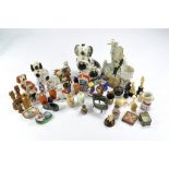 Victorian Staffordshire Spaniel Dog figures (and others inc greyhound) comprising various sizes,