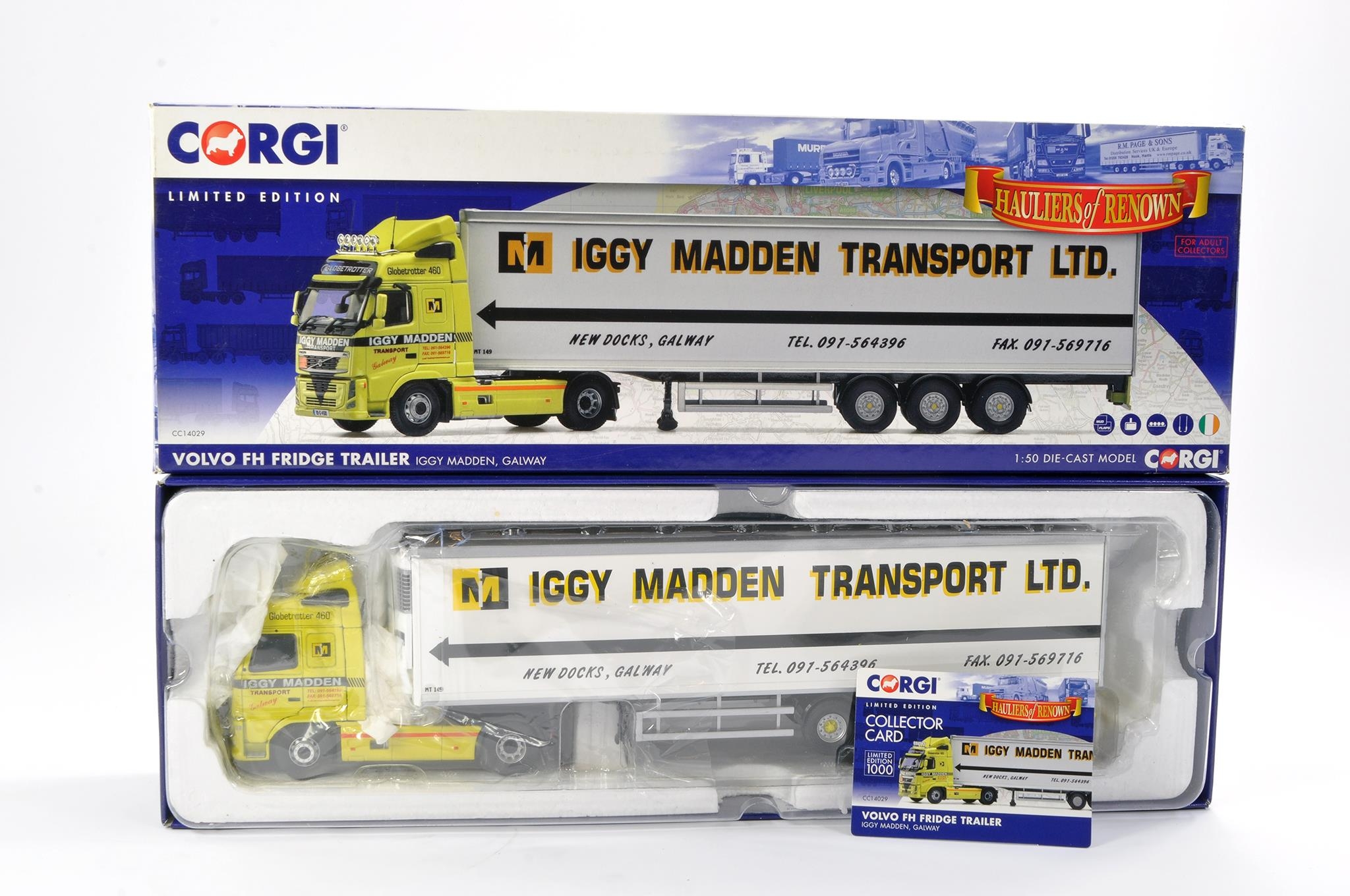 Corgi Diecast Model Truck issue comprising No. CC14029 Volvo FH Fridge Trailer in livery of Iggy