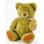 Large Herman Preproduction Vintage Teddy Bear, approx. 65/70cm, golden mohair, fully jointed, velvet