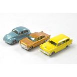 Matchbox Regular Wheels Trio comprising Ford Station Wagon, VW Beetle and Vauxhall Cresta. All