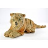 Unusual Vintage lying Tiger, approx. 38cm, very good to excellent.