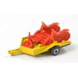 Matchbox Side Tipping Wagon England Base plus Motorcycle trailer with red bikes, also England base.