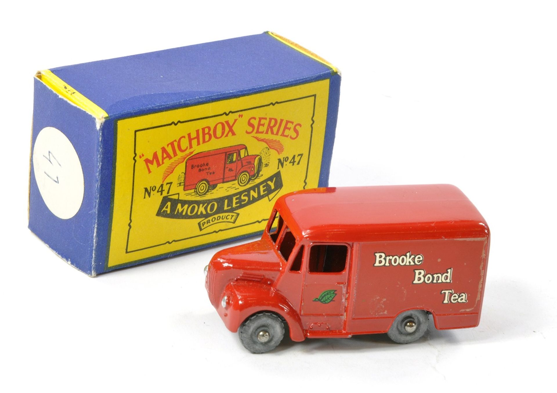 Matchbox Regular Wheels No. 47a Brooke Bond Tea Van. Red with metal wheels. Very good to