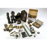 Eclectic vintage and antique collectable group comprising ancient themed wooden carved figures,