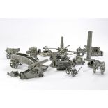 A small group of Pewter Military issues, Field Guns, AA Weaponry etc. Some signs of wear,