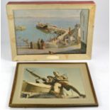 Vernon Ward print 'Unloading Newlyn Harbour' plus photograhy framed print 'Jarche in Iraq 1941'