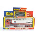 Dinky No. 950 Foden Fuel Tanker in Burmah livery plus No. 284 London Taxi. Both excellent in good to