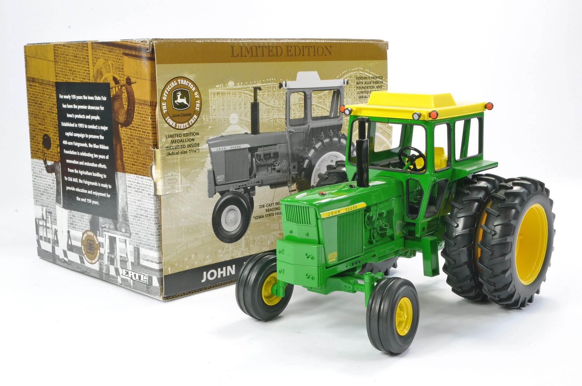 Ertl 1/16 Farm Issue comprising John Deere 4620 Tractor. Iowa State Fair Edition. Has been displayed