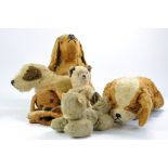 Assortment of vintage plush comprising nightdress cases comprising dogs plus duo of hand puppets and
