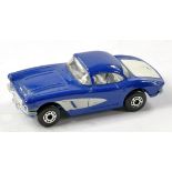 Matchbox Superfast No. 71d Chevrolet Corvette. Blue and White, chrome interior. Made in England.