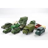 Assorted Military Diecast including mostly Dinky but includes Morestone issue. Some repainting. Fair