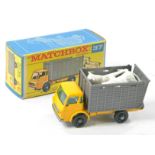 Matchbox Superfast No. 37a Cattle Truck. Yellow, unpainted base. Cows on sprue, narrow solid wheels.