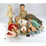 Vintage Large Dolls comprising rubber, hard plastic, composite issues, plus smaller examples. Mostly
