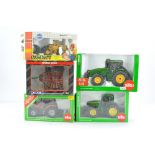 Siku 1/32 farm issues comprising John Deere Duo and Massey Ferguson plus two others from Joal and